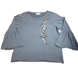 Philosophy Anthropologie Embroidered  Knit Long Sleeve Sweater Women's Sz 0X